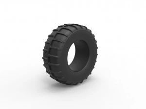 Dune buggy rear tire 14 Scale 1 to 25 3D Print Model