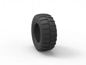 Dune buggy rear tire 14 Scale 1 to 25 3D Print Model