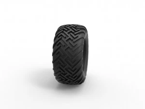 Dune buggy rear tire 16 Scale 1 to 25 3D Print Model