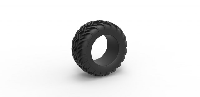 Dune buggy rear tire 17 Scale 1 to 25 3D Baskı Modeli .c4d .max .obj .3ds .fbx .stl .blend 