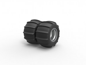 Double Rear wheel for Dune Buggy Scale 1 to 25 3D Принт Модель