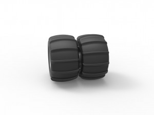 Double Rear wheel for Dune Buggy Scale 1 to 25 3D Принт Модель