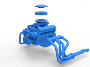 Engine V8 for water pumper Sand buggy Scale 1 to 25 3D Print Model