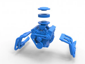 Engine V8 for water pumper Sand buggy Scale 1 to 25 3D Print Model