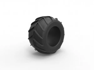 Dune buggy rear tire 26 Scale 1 to 25 3D Print Model