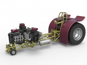 Pulling tractor with 3 engines V8 Version 5 Scale 1 to 25 Modelo de impresión 3D