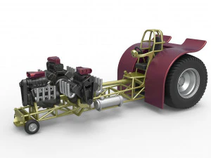 Pulling tractor with 3 engines V8 Version 5 Scale 1 to 25 3D Print Model