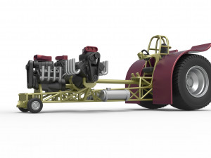 Pulling tractor with 3 engines V8 Version 5 Scale 1 to 25 3D Print Model