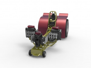 Pulling tractor with 3 engines V8 Version 5 Scale 1 to 25 3D Print Model
