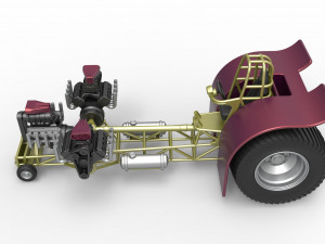 Pulling tractor with 3 engines V8 Version 5 Scale 1 to 25 3D Print Model