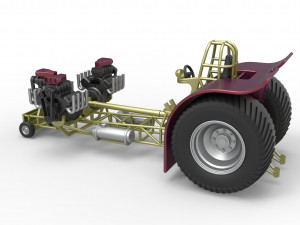 Pulling tractor with 3 engines V8 Version 5 Scale 1 to 25 3D Print Model