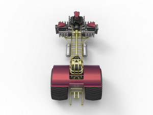 Pulling tractor with 3 engines V8 Version 5 Scale 1 to 25 3D Print Model