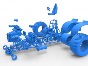 Pulling tractor with 3 engines V8 Version 5 Scale 1 to 25 3D Print Model