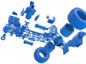 Pulling tractor with 3 engines V8 Version 5 Scale 1 to 25 3D Print Model