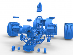 Pulling tractor with 3 engines V8 Version 5 Scale 1 to 25 3D Print Model
