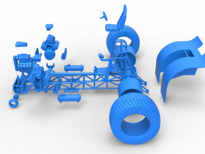 Pulling tractor with 3 engines V8 Version 5 Scale 1 to 25 3D Print Model