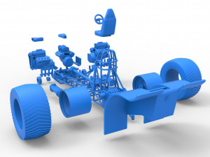 Pulling tractor with 3 engines V8 Version 5 Scale 1 to 25 3D Print Model