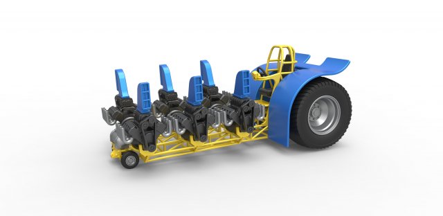 Pulling tractor with 6 engines V8 Scale 1 to 25 3D Print Model .c4d .max .obj .3ds .fbx .stl .blend