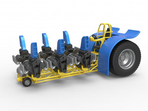 Pulling tractor with 6 engines V8 Scale 1 to 25 3D-Druckmodell