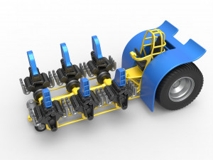 Pulling tractor with 6 engines V8 Scale 1 to 25 3D Print Model