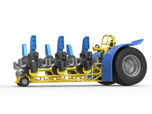 Pulling tractor with 6 engines V8 Scale 1 to 25 3D Print Model