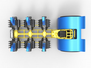 Pulling tractor with 6 engines V8 Scale 1 to 25 3D Print Model