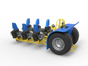 Pulling tractor with 6 engines V8 Scale 1 to 25 3D Print Model