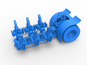 Pulling tractor with 6 engines V8 Scale 1 to 25 3D Print Model