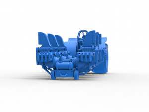 Pulling tractor with 6 engines V8 Scale 1 to 25 3D Print Model