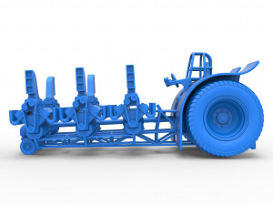 Pulling tractor with 6 engines V8 Scale 1 to 25 3D Print Model