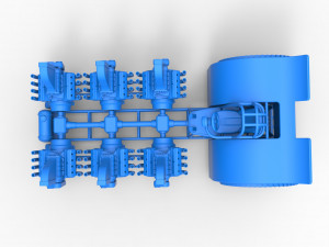 Pulling tractor with 6 engines V8 Scale 1 to 25 3D Print Model