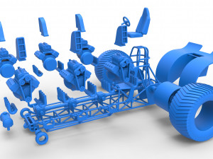 Pulling tractor with 6 engines V8 Scale 1 to 25 3D Print Model