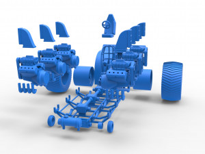 Pulling tractor with 6 engines V8 Scale 1 to 25 3D Print Model