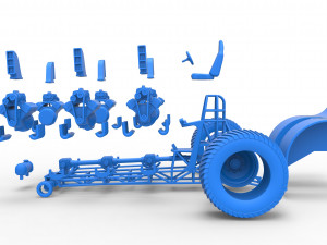 Pulling tractor with 6 engines V8 Scale 1 to 25 3D Print Model