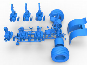 Pulling tractor with 6 engines V8 Scale 1 to 25 3D Print Model