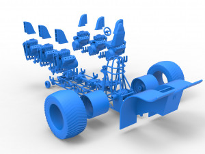 Pulling tractor with 6 engines V8 Scale 1 to 25 3D Print Model