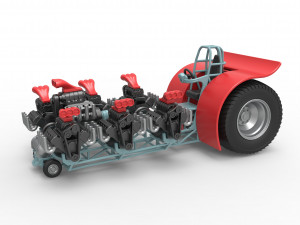 Pulling tractor with 7 engines V8 Scale 1 to 25 3D 프린트 모델