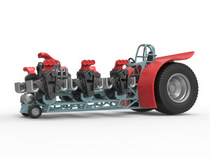 Pulling tractor with 7 engines V8 Scale 1 to 25 3D 打印模型
