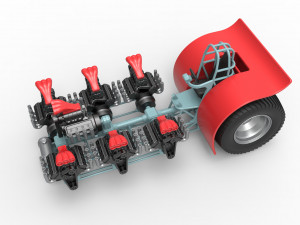 Pulling tractor with 7 engines V8 Scale 1 to 25 3D 打印模型
