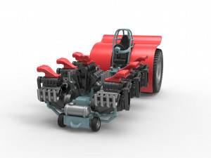 Pulling tractor with 7 engines V8 Scale 1 to 25 3D 打印模型
