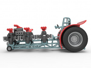Pulling tractor with 7 engines V8 Scale 1 to 25 3D 打印模型
