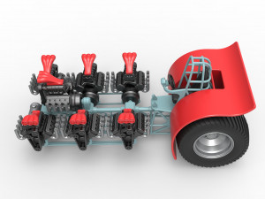 Pulling tractor with 7 engines V8 Scale 1 to 25 3D 打印模型