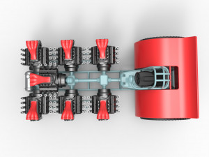 Pulling tractor with 7 engines V8 Scale 1 to 25 3D 打印模型