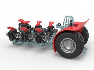Pulling tractor with 7 engines V8 Scale 1 to 25 3D 打印模型