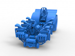 Pulling tractor with 7 engines V8 Scale 1 to 25 3D 打印模型