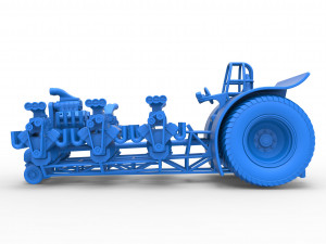 Pulling tractor with 7 engines V8 Scale 1 to 25 3D 打印模型