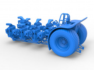 Pulling tractor with 7 engines V8 Scale 1 to 25 3D 打印模型