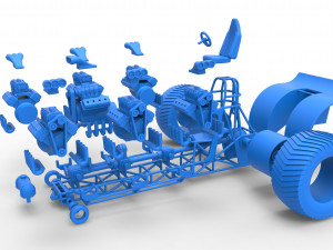 Pulling tractor with 7 engines V8 Scale 1 to 25 3D 打印模型