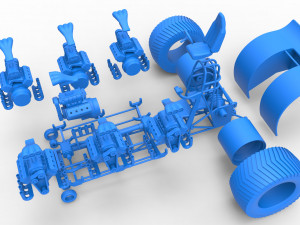 Pulling tractor with 7 engines V8 Scale 1 to 25 3D 打印模型