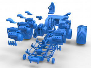 Pulling tractor with 7 engines V8 Scale 1 to 25 3D 打印模型